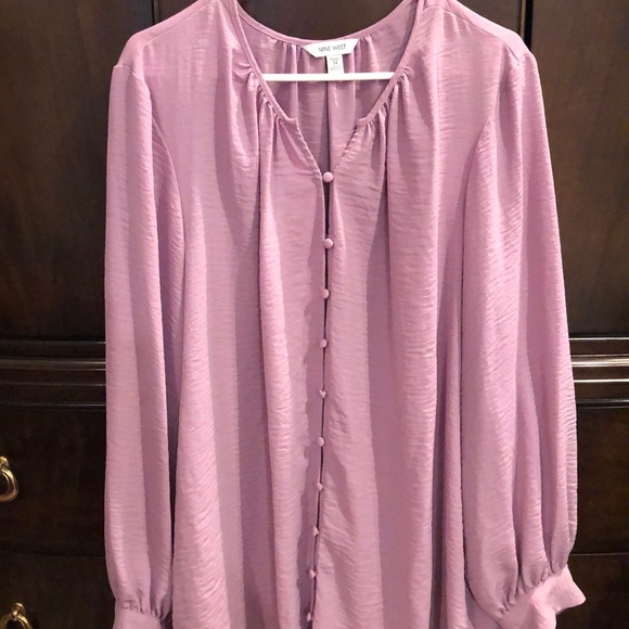 NWT Nine West Mauve/dusty rose button front balloon sleeve tunic sz 3X - Picture 1 of 3